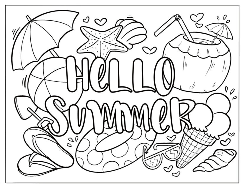 10+ Best Free printable Summer Coloring pages - pdf templates - New